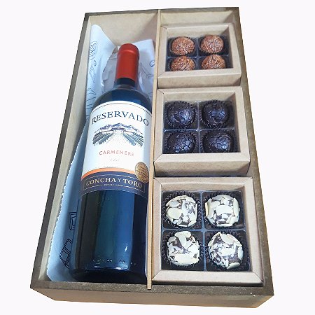 Caixa Vinho Reservado 12 Brigadeiros