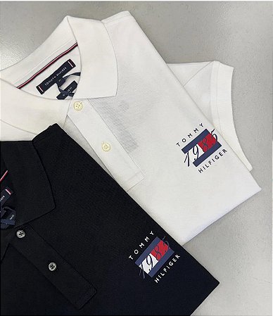 Polo Tommy Flag Graphic Pique Masculina