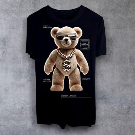 Regata Sacerdote Preta Urso Masculino