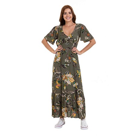 VESTIDO MIDI ESTAMPADO COM BOTÕES