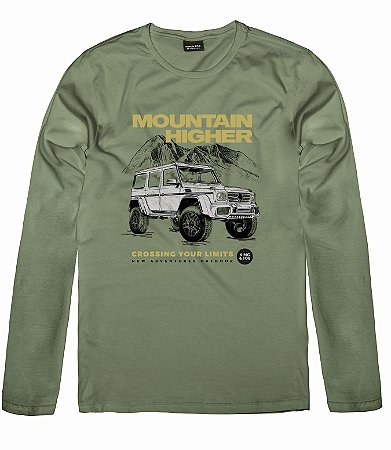 Camiseta Masculina Infantil Mountain Verde Militar King & Joe