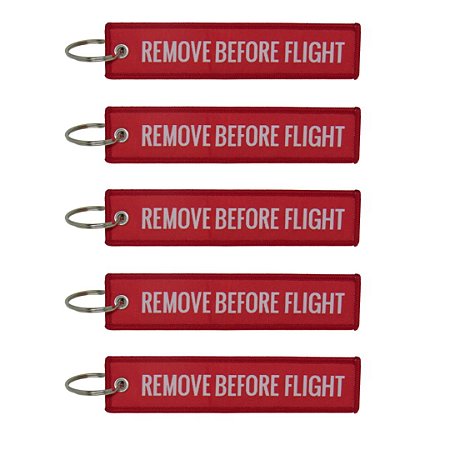 Kit com 05 Chaveiros Tag Identificador de Mala e Mochila Remove Before Flight