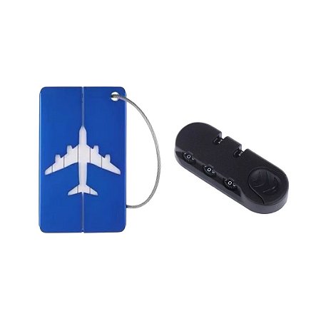 Cadeado de Mala com Tag Identificador Azul