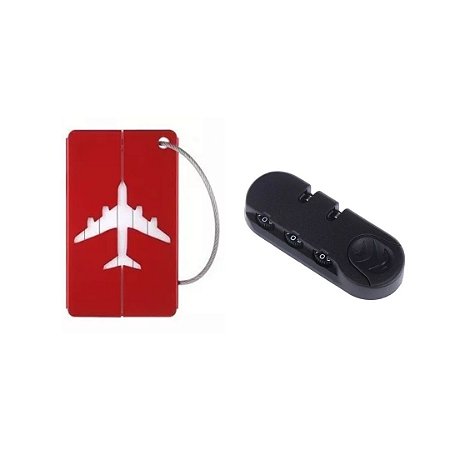 Cadeado de Mala com Tag Identificador Vermelho