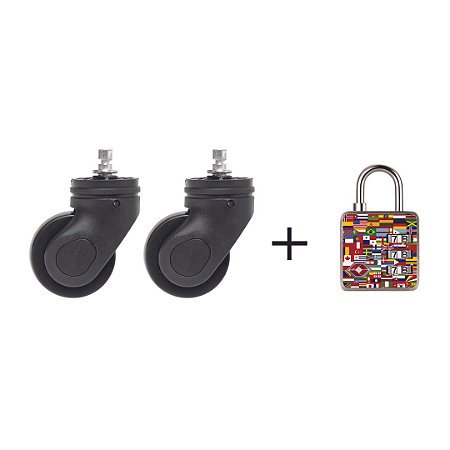 Kit com 02 Rodinhas de Mala Giratória + Cadeado TSA Nações Papaiz