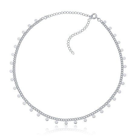 Choker com bolinhas achatadas (ródio branco)