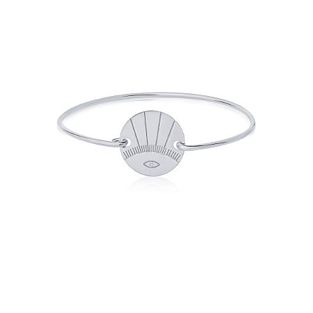Pulseira olho grego com raios de sol (ródio branco)