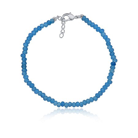 Pulseira com água marinha indiana (ródio branco)