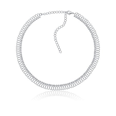 Choker mini elos (ródio branco)