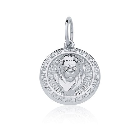 Pingente leão com zircônias (ródio branco)