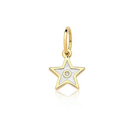Pingente estrela branca com zircônia