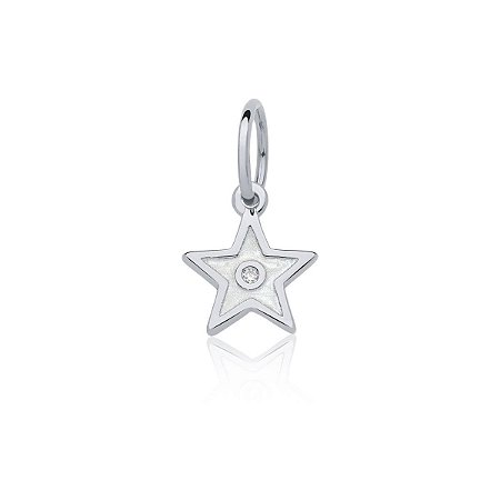 Pingente estrela branca com zircônia (ródio branco)