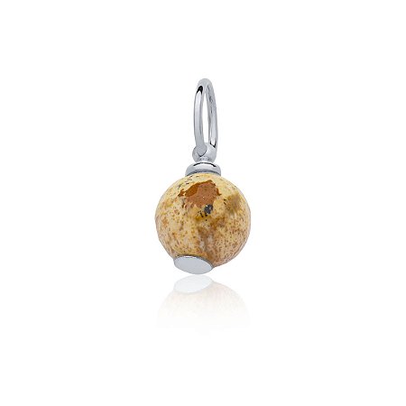 Pingente com pedra mokaita 10 mm (ródio branco)