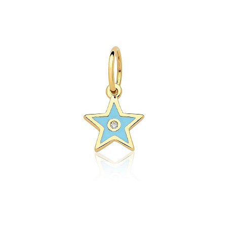 Pingente estrela azul com zircônia
