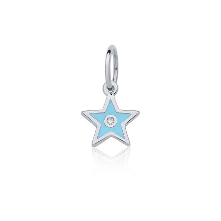 Pingente estrela azul com zircônia (ródio branco)