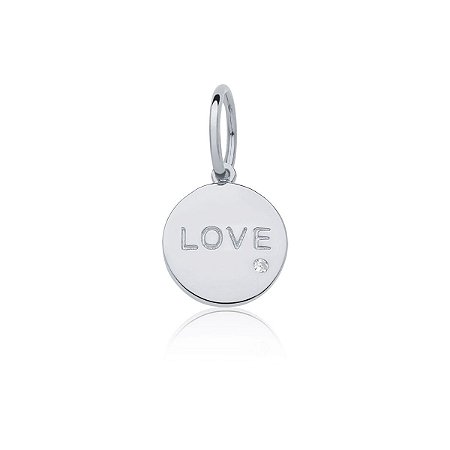 Pingente "Love" com zircônia (ródio branco)