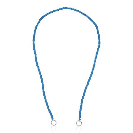 Colar para mosquetão com água marinha indiana (50 cm) (ródio branco)