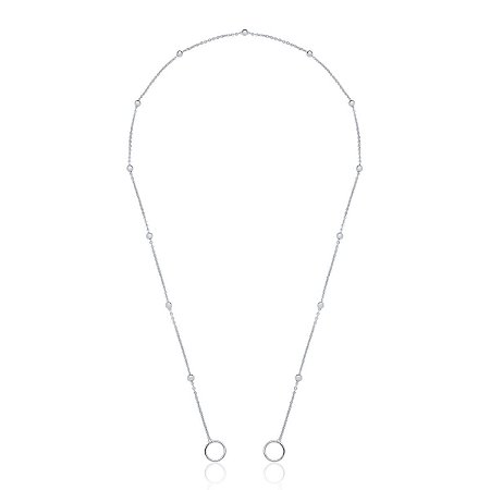 Corrente com bolinhas para mosquetão (50 cm) (ródio branco)