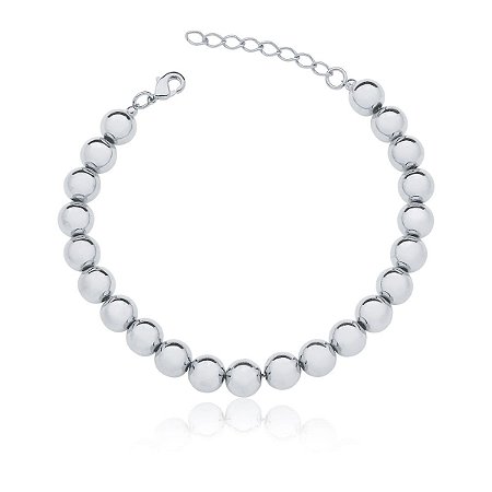 Pulseira maleável com esferas (ródio branco)