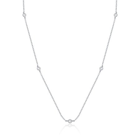 Colar longo com 7 pontos de luz em zircônias (ródio branco)