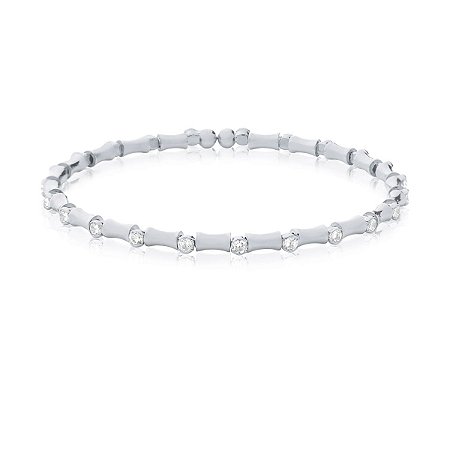 Pulseira maleável com zircônias (ródio branco)