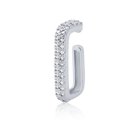 Piercing retangular com zircônias (ródio branco)