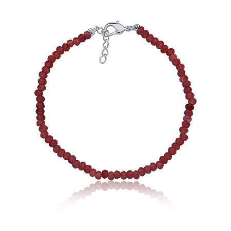 Pulseira com rubis indianos (ródio branco)