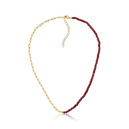 Colar metade rubis indianos e metade corrente