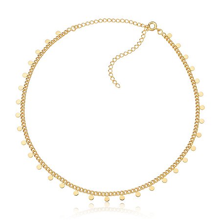 Choker com bolinhas achatadas