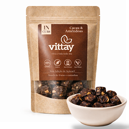 IN CUBS - Tâmara Cacau e Amêndoas Vegana - Snacks de frutas- GRANEL