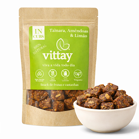 Snack IN CUBS - Tâmara, Amêndoas e Limão - cubinhos de frutas