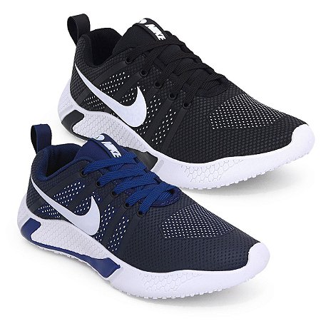 Kit 2 Tênis Nike Bali Preto e Branco + Marinho e Branco - Damaster Shoes