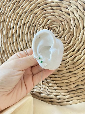 Brinco Corrente Medalha em prata 925