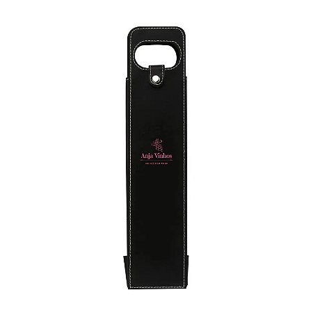 Bolsa de Couro Preta para uma Garrafa