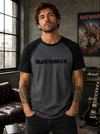 IRON MAIDEN LOGO RAGLAN STAMP RAG 001
