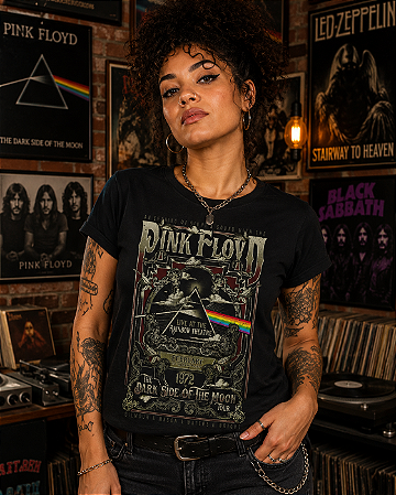 BABY LOOK PINK FLOYD DARK SIDE TOUR STAMP BB 451