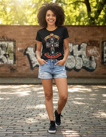 BABY LOOK GUNS N' ROSES APPETITE FOR DESTRUCTION STAMP BB 476