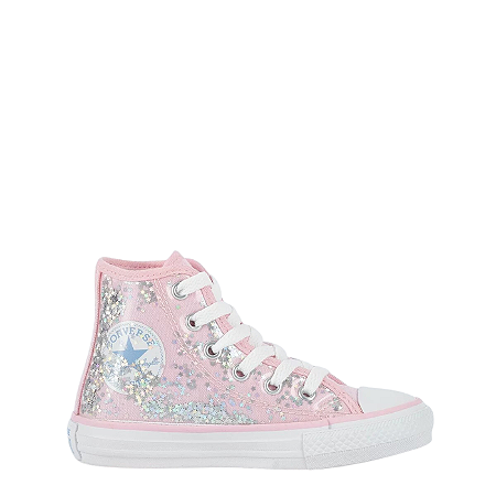 ALL STAR CHUCK TAYLOR ROSA CHICLETE GLITTER CANO LONGO INFANTIL