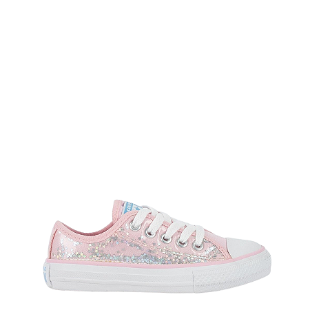 ALL STAR CHUCK TAYLOR ROSA CHICLETE GLITTER CANO CURTO INFANTIL