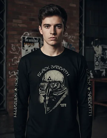 Camisa Black Sabbath Máscara Manga Longa Long 025