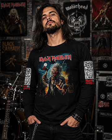Iron Maiden Axe Eddie Manga Longa LONG 038