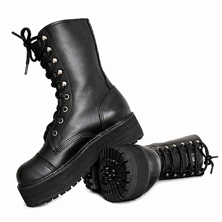 COTURNO VILELA BOOTS ILHÓS GANCHO E 3 EVA PLATAFORMA - COURO
