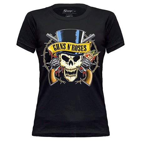 BABY LOOK GUNS N' ROSES TOP HAT STAMP BB 452