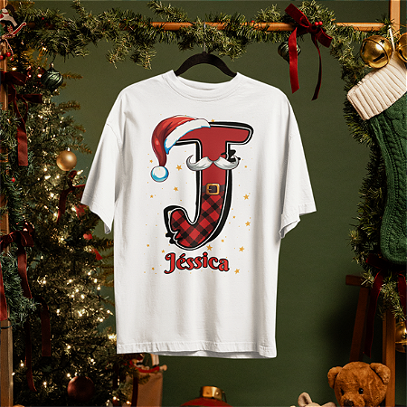 CAMISA NATALINA - INICIAL + NOME - PAPAI NOEL