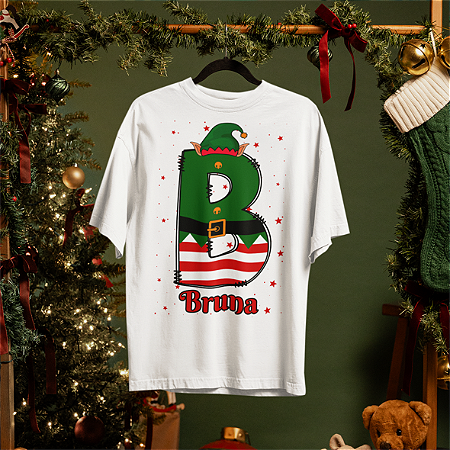 CAMISA NATALINA - INICIAL + NOME - DUENDE