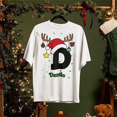 CAMISA NATALINA - INICIAL + NOME - RENA