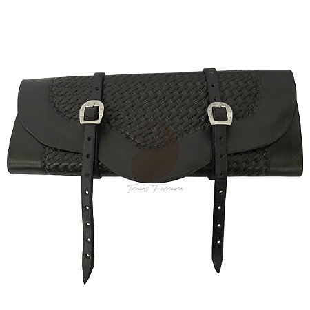 Porta Capas Boiadeiro Preto Em Couro Legítimo Para Alforges
