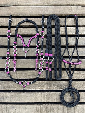 Traia de Frente Crucifixo - Rosa e Preto
