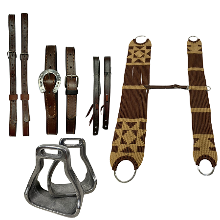 Kit arriamento completo (Látego, contra látego, loro, Estribo alumínio e Barrigueira de corda)