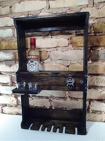 Barzinho Porta Espetos Com Abridor Rústico
